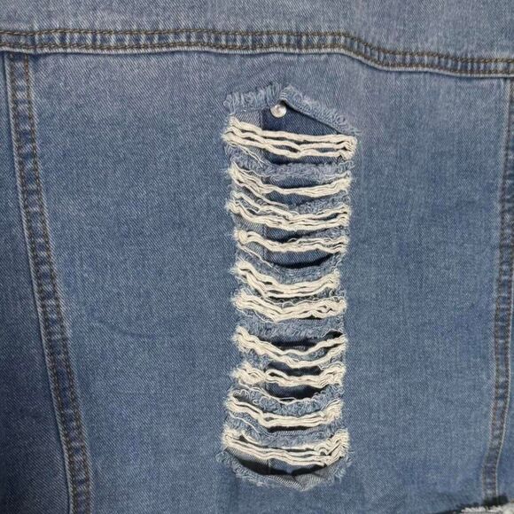 Active USA Distressed Cropped Denim Jacket Size Med - Picture 6 of 6